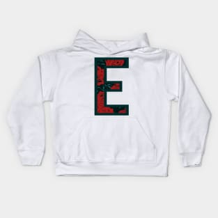 Modern Rose Floral Initial Name Alphabet - Letter E Kids Hoodie